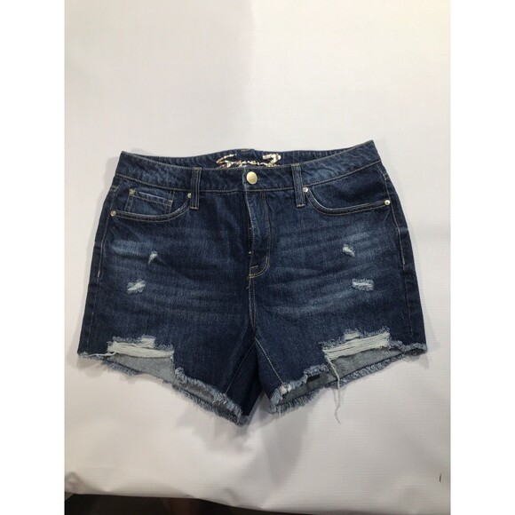 Seven7 Jeans Shorts Womens 10 Denim Cut Off Distressed Raw Hem Cotton - Picture 1 of 5